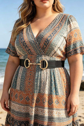 Vegan Leather Metal Buckle Elastic Plus Size Belt