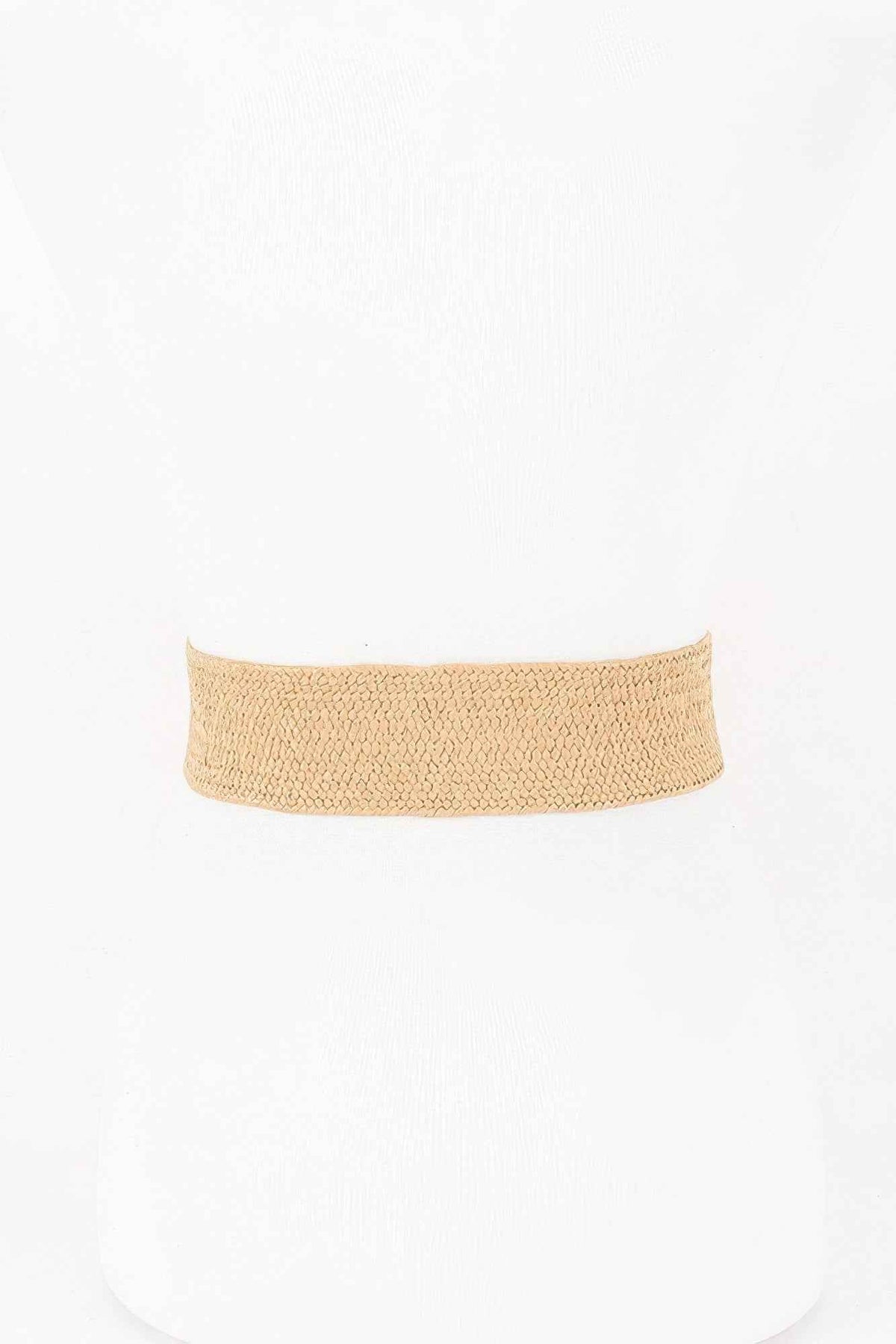 Faux Straw Big Metal Buckle Elastic Plus Size Belt