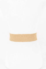 Faux Straw Big Metal Buckle Elastic Plus Size Belt