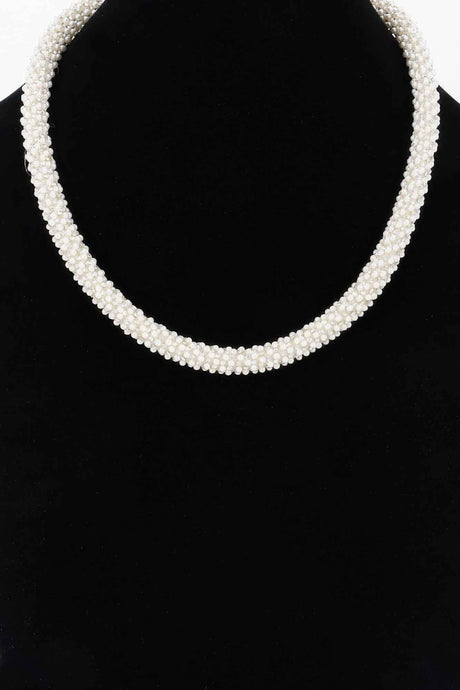 Beaded Choker & Round Stud Earring Set
