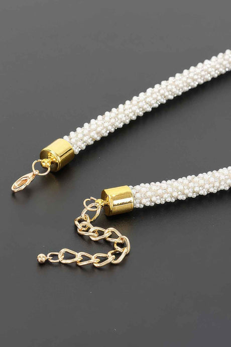 Beaded Choker & Round Stud Earring Set