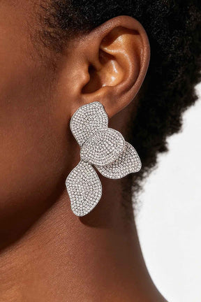 Rhinestone-encrusted Four-leaf Statement Earrings