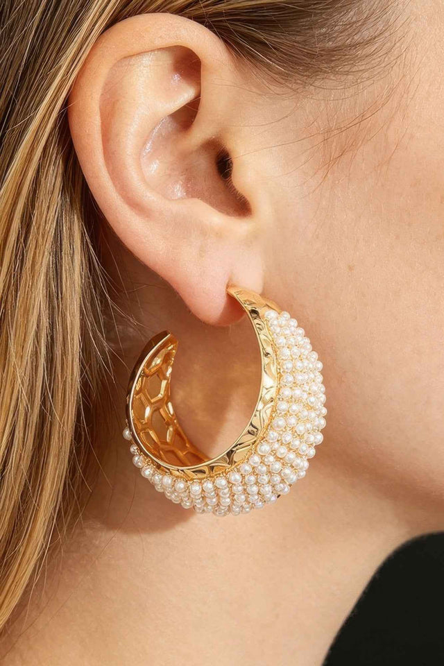 Beaded Cuff Hoop Earrings