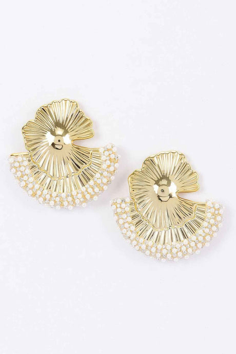 Ginkgo Leaf Pearl-trimmed Stud Earrings