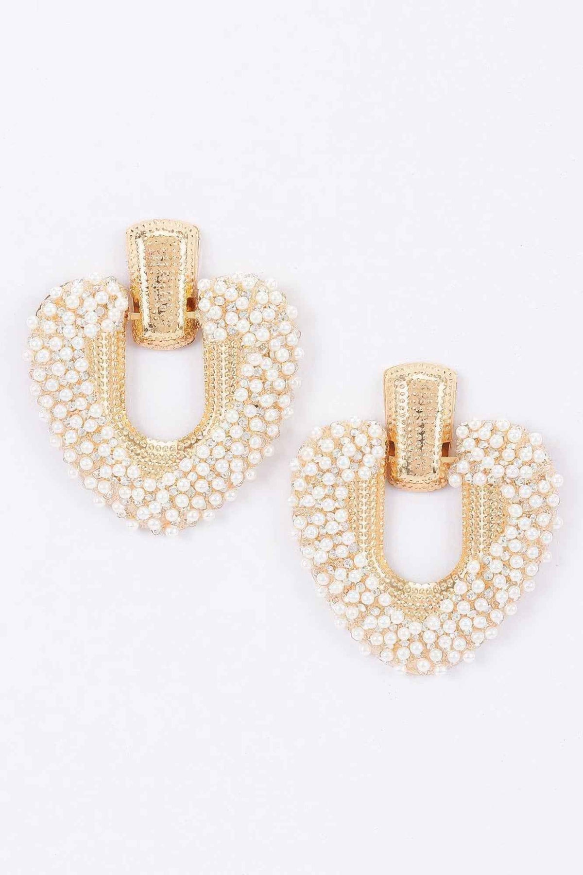 Beaded U-shape Door Knocker Earrings