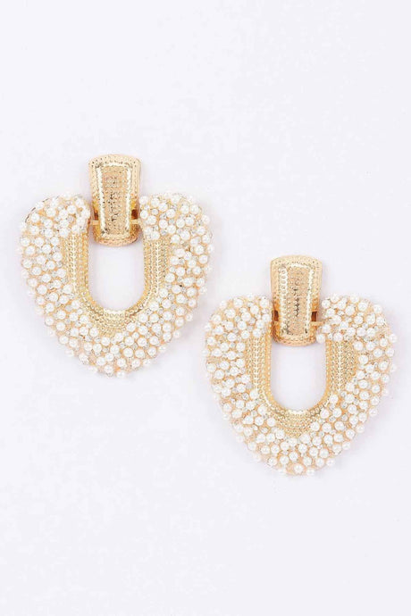 Beaded U-shape Door Knocker Earrings