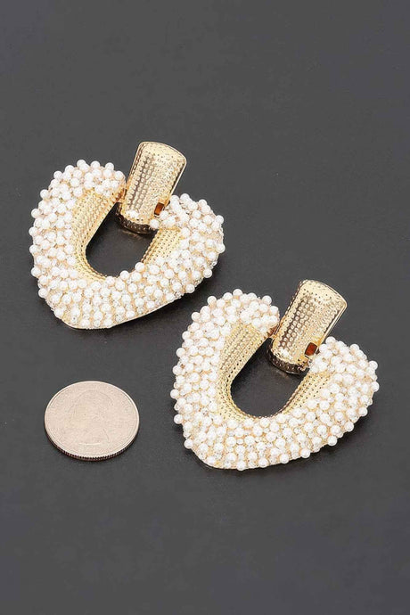 Beaded U-shape Door Knocker Earrings