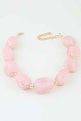 Multi Marble Stone Beaded Statement Necklace