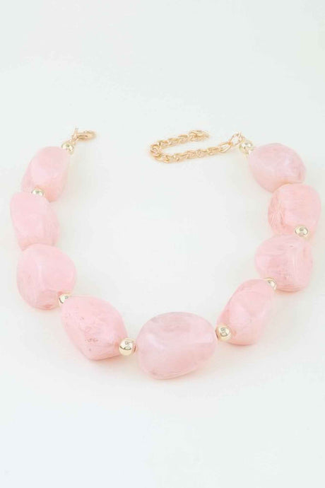 Multi Marble Stone Beaded Statement Necklace