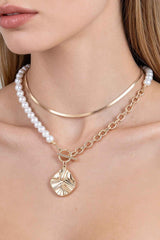 Hammered Toggle Beaded Chain Necklace