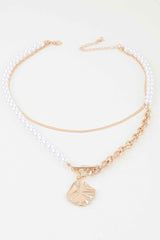Hammered Toggle Beaded Chain Necklace
