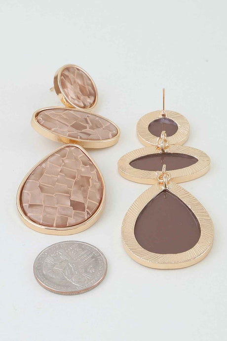 Multi Marble Brick Drop Earrings