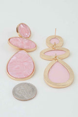 Multi Marble Brick Drop Earrings