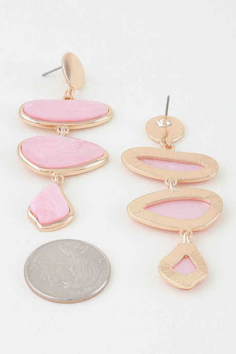Multi Marble Stone Drop Earrings