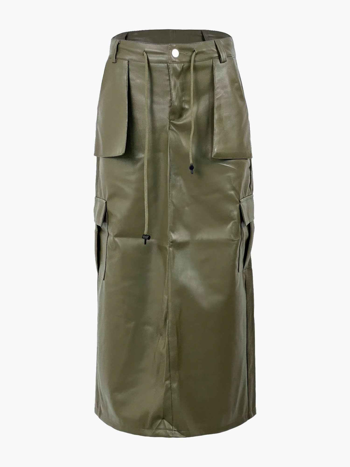Pu Front Pocket Maxi Skirt