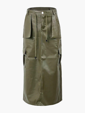 Pu Front Pocket Maxi Skirt