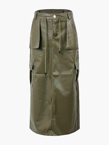 Pu Front Pocket Maxi Skirt