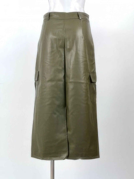 Pu Front Pocket Maxi Skirt