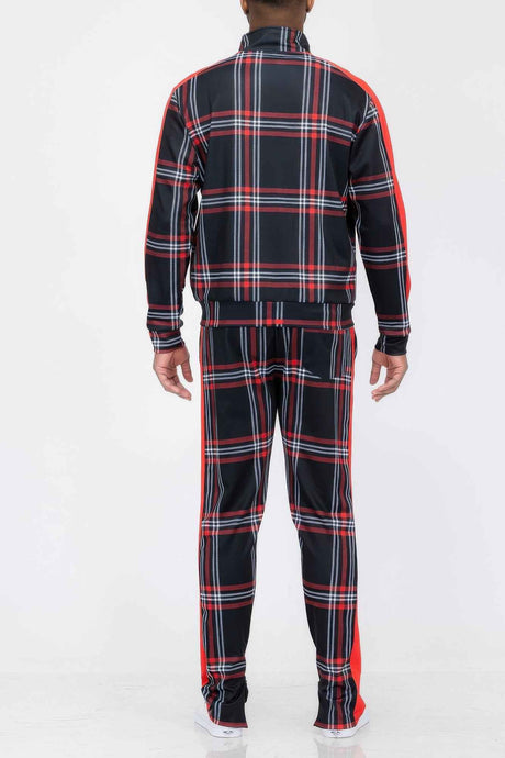 Plaid Checkered Full Zip Track Pants