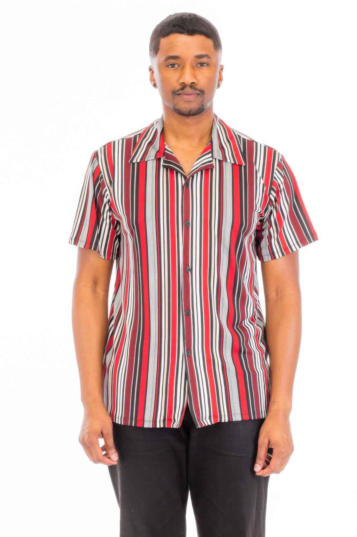 Vertical Print Button Down Shirt