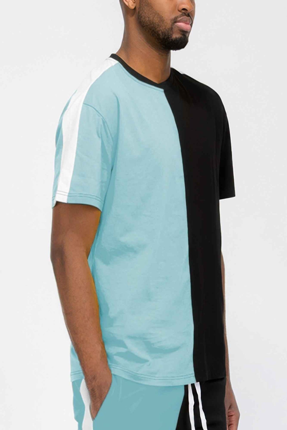 Two Tone Color Block Short Sleeve Tshirt