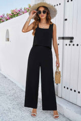 Two Pieces Square Neck Sleeveless Solid Sets