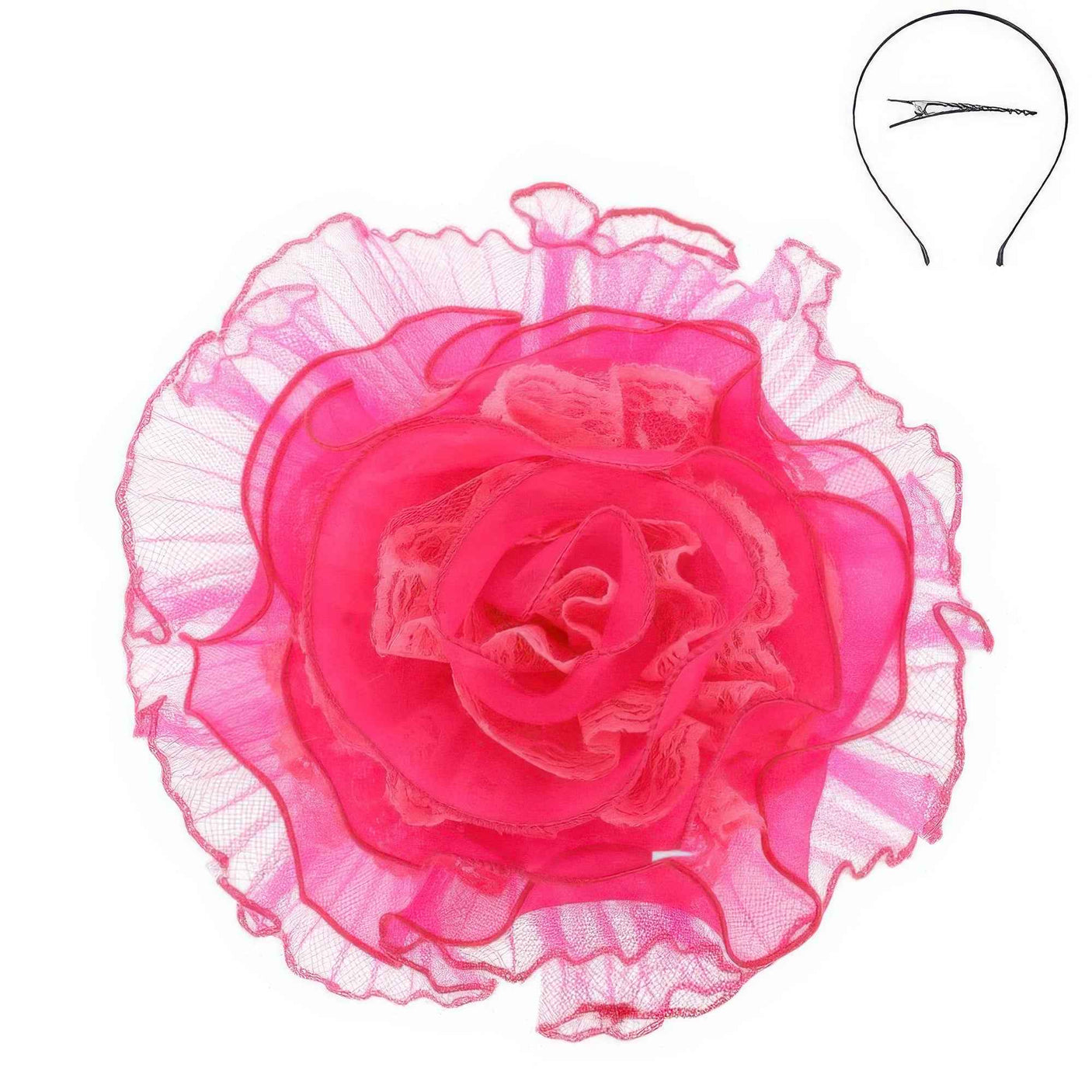 Lace Mesh Flower Headband Fascinator