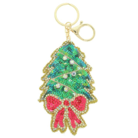 Christmas Tree Seed Beaded Keychain