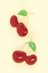 Gold Plated Cherry Stud Earrings