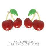 Gold Plated Cherry Stud Earrings