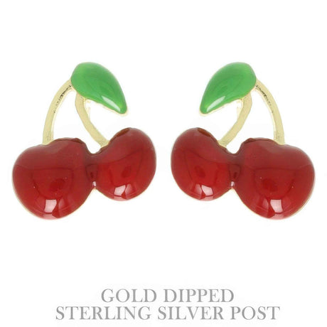 Gold Plated Cherry Stud Earrings