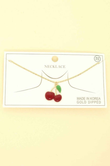 Gold-dipped Cherry Pendant Necklace