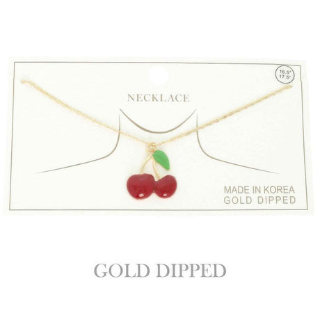 Gold-dipped Cherry Pendant Necklace