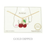 Gold Plated Cherry Charm Anklet