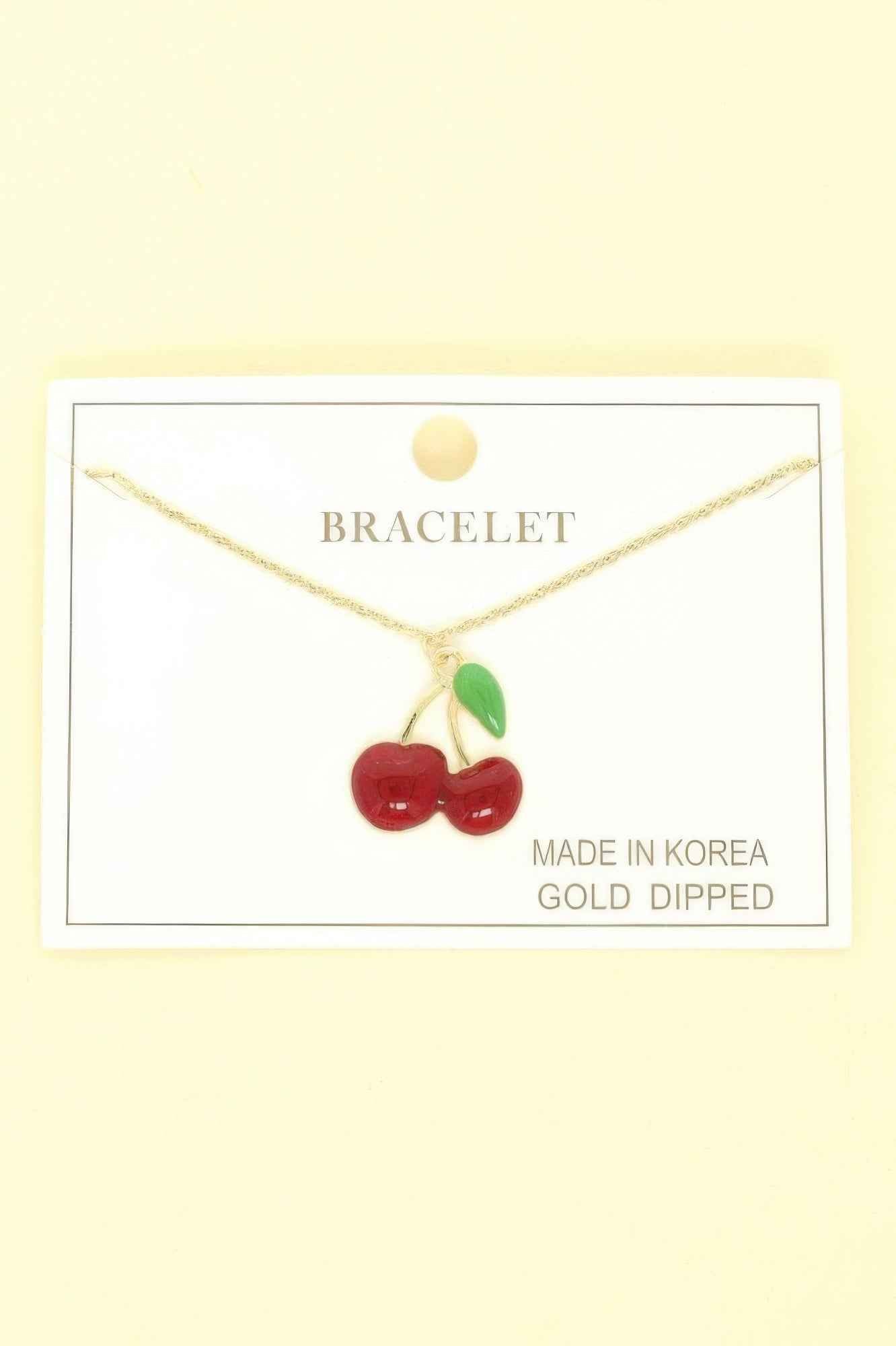 Gold Plated Cherry Charm Bracelet
