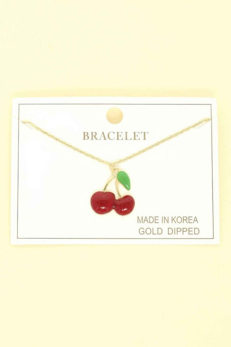 Gold Plated Cherry Charm Bracelet