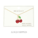 Gold Plated Cherry Charm Bracelet