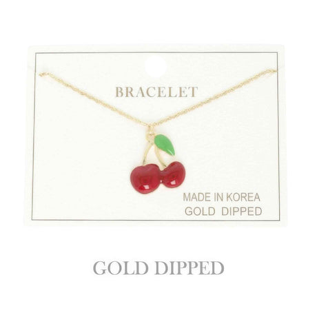 Gold Plated Cherry Charm Bracelet