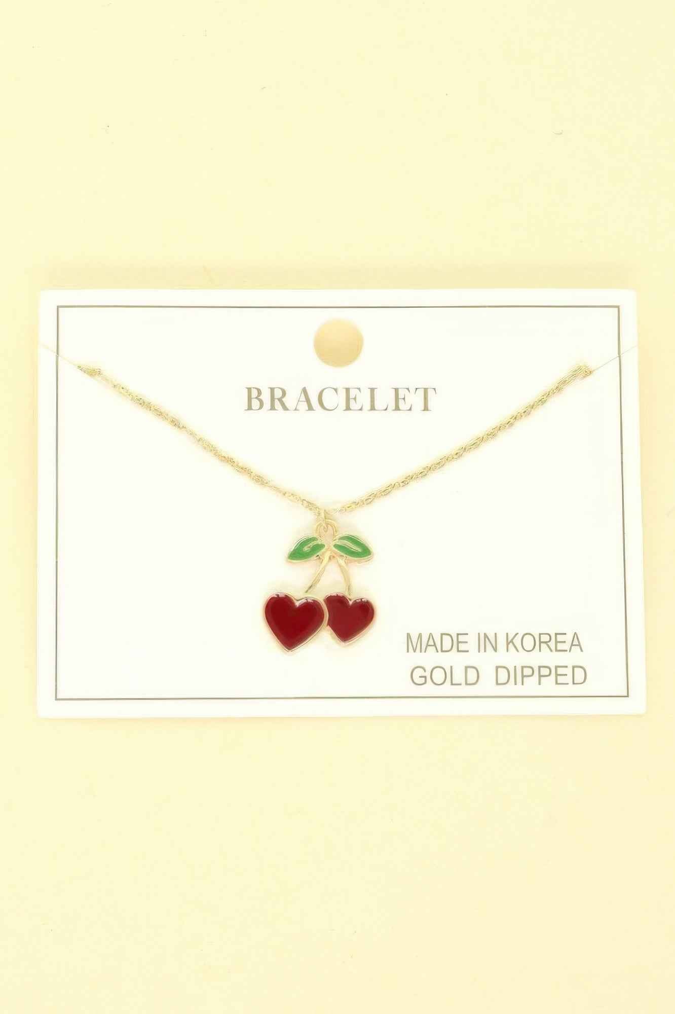 Gold Plated Cherry Hearts Bracelet