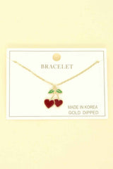 Gold Plated Cherry Hearts Bracelet