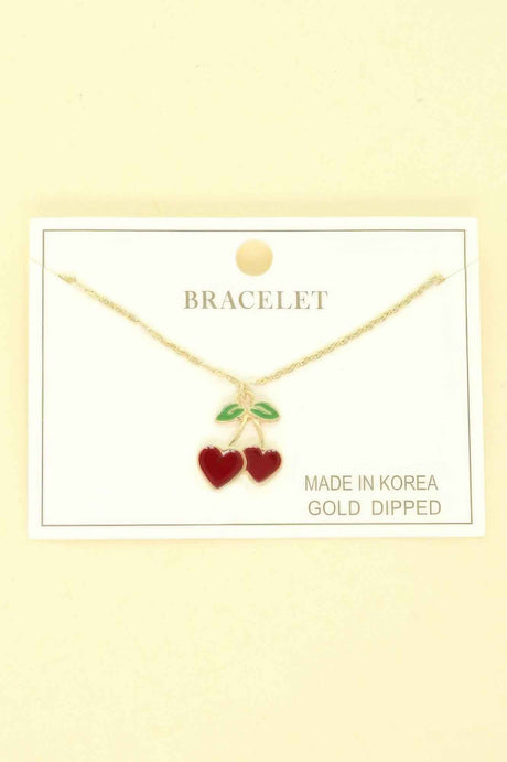 Gold Plated Cherry Hearts Bracelet