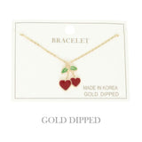 Gold Plated Cherry Hearts Bracelet
