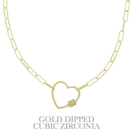 Gold Plated Heart Cutout Pendant Necklace