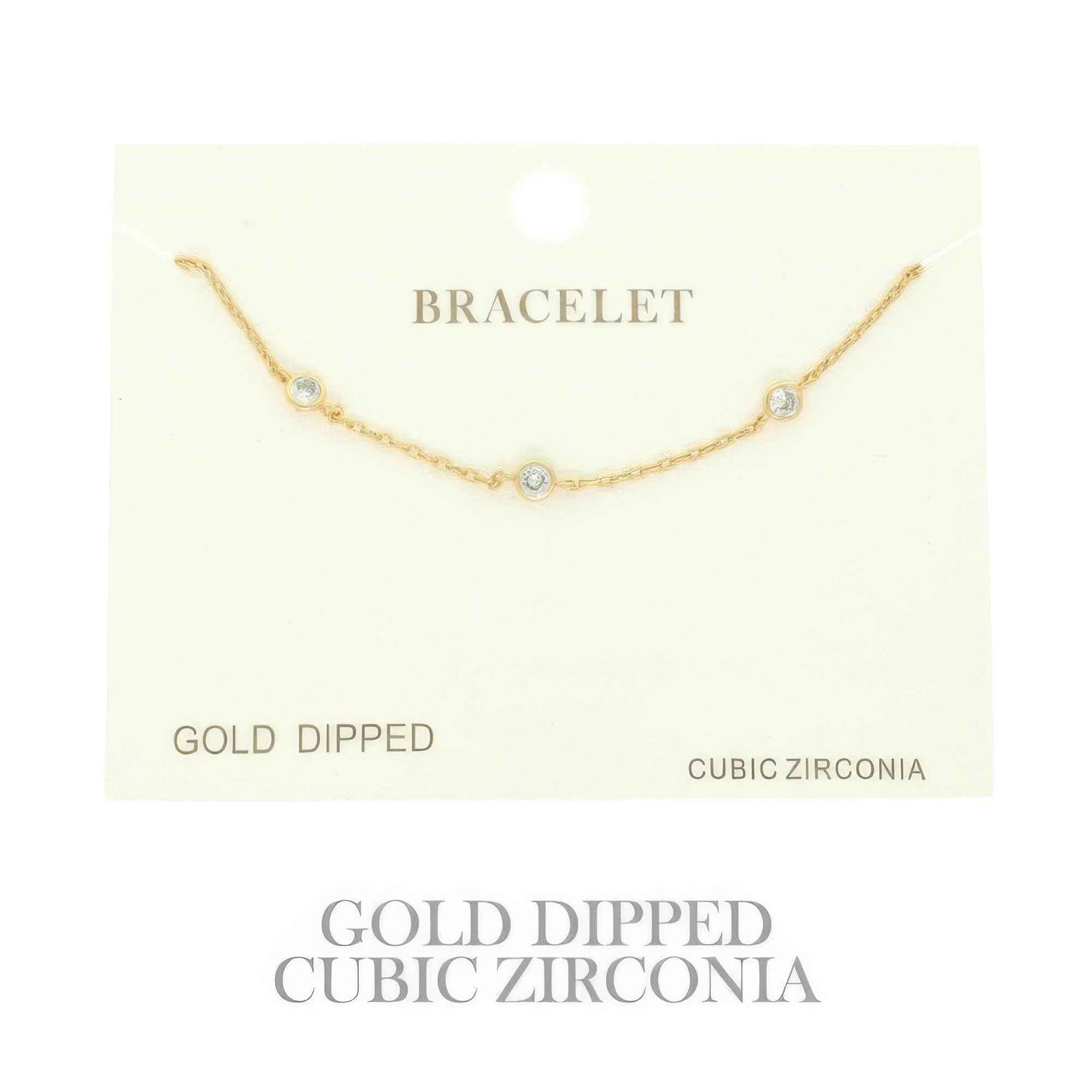Gold-plated Cz Station Chain Bracelet