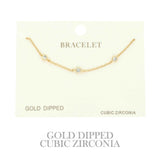 Gold-plated Cz Station Chain Bracelet