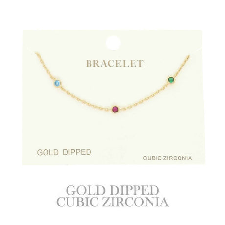 Gold-plated Cz Station Chain Bracelet