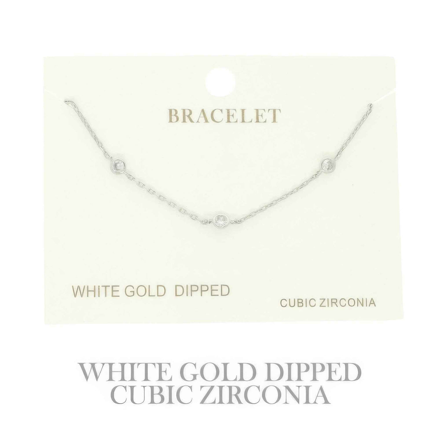 Gold-plated Cz Station Chain Bracelet