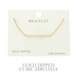 Gold Plated Cz Bar Chain Bracelet