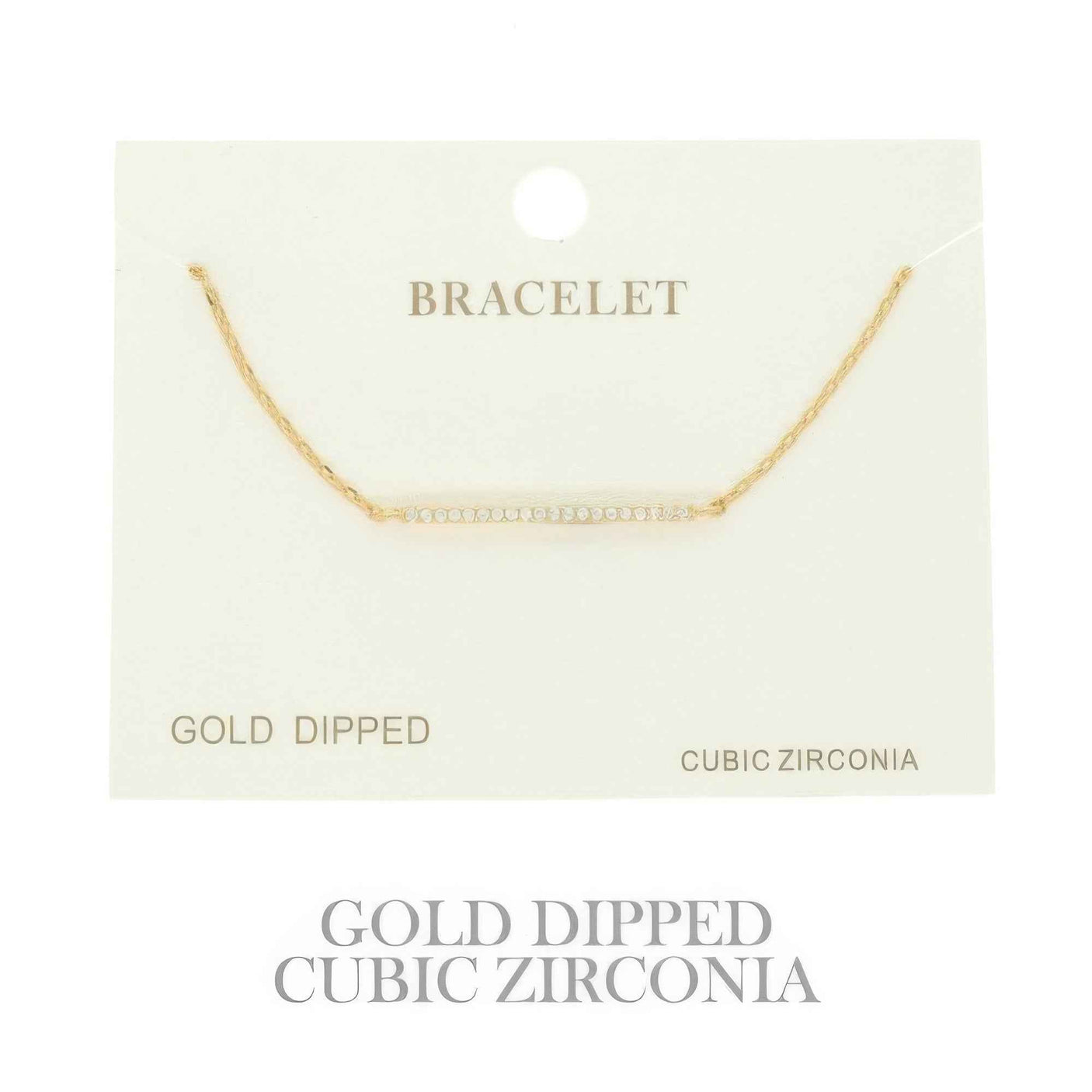 Gold Plated Cz Bar Chain Bracelet