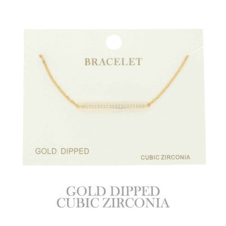 Gold Plated Cz Bar Chain Bracelet